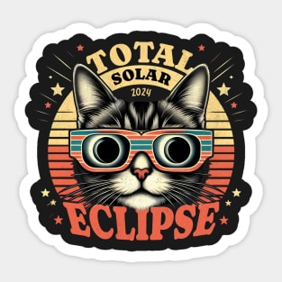 Retro Solar Eclipse Cat Sticker